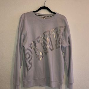 PINK: Metallic Logo Crewneck